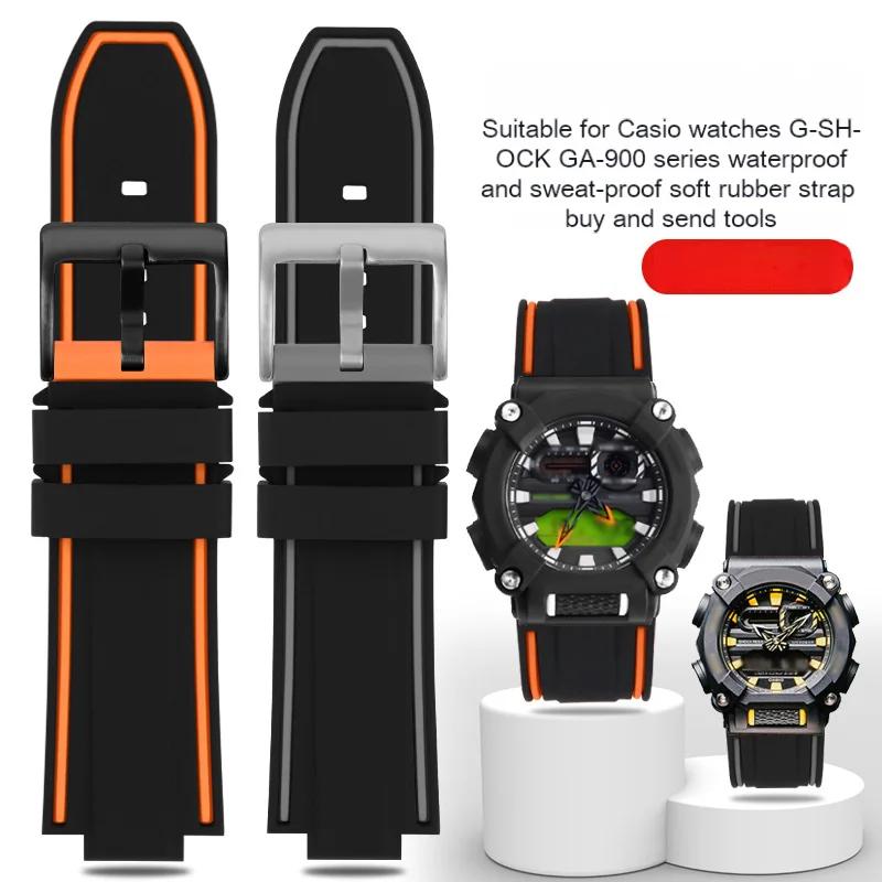 For Casio G-SHOCK silicone watch strap GA-900 modified waterproof sports silicone watch strap braceletraised mouth f